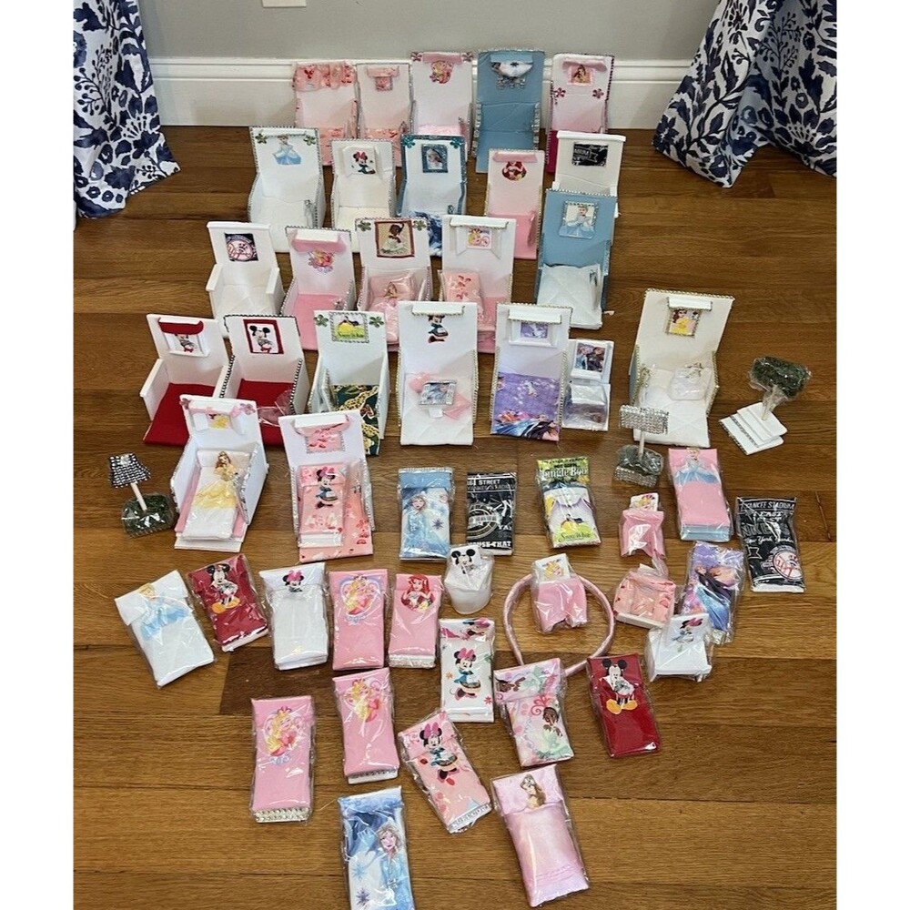 Handmade Lot (50) Pieces Of Upcycled Dollhouse Furniture Disney New York Yankees